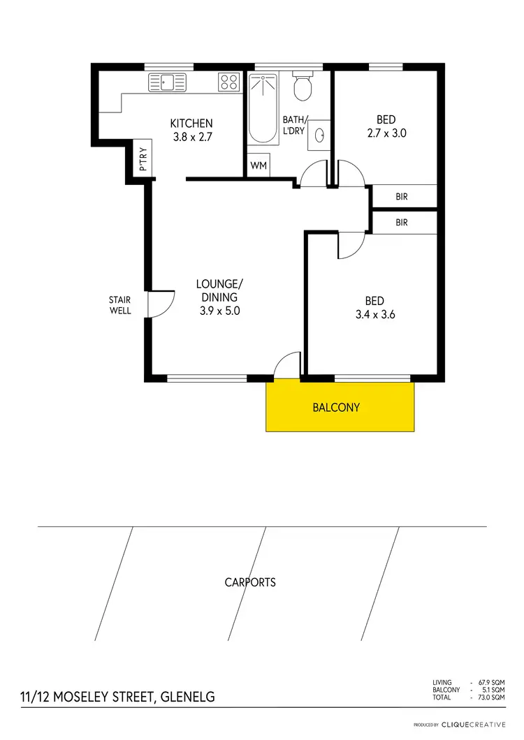 Floorplan of Homely unit listing, 11/12 Moseley Street, Glenelg SA 5045
