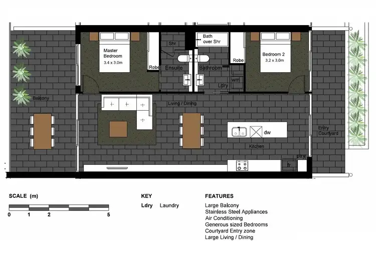 Floorplan of Homely apartment listing, 302/32 Glenora Street, Wynnum QLD 4178