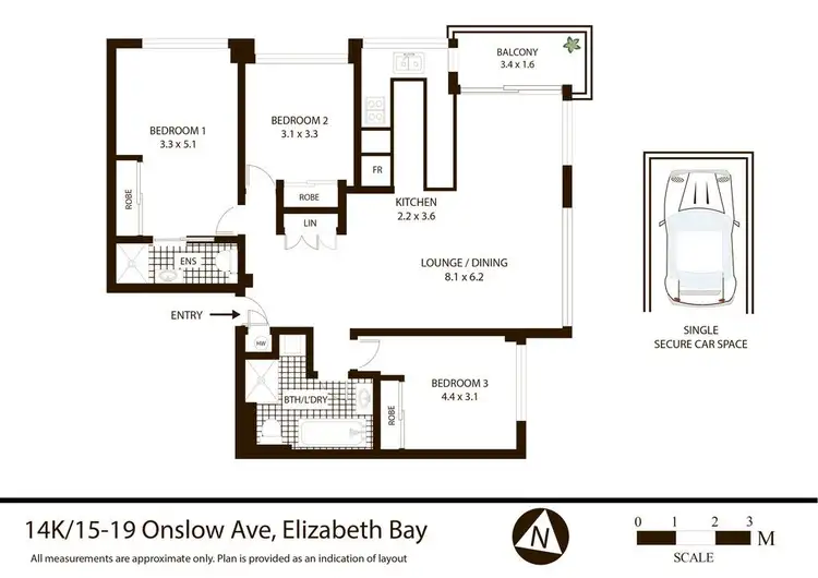 Floorplan of Homely apartment listing, 14k/15-19 Onslow Avenue, Elizabeth Bay NSW 2011
