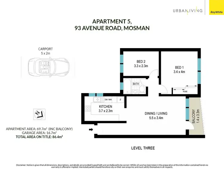 Floorplan of Homely apartment listing, 5/93 Avenue Road, Mosman NSW 2088