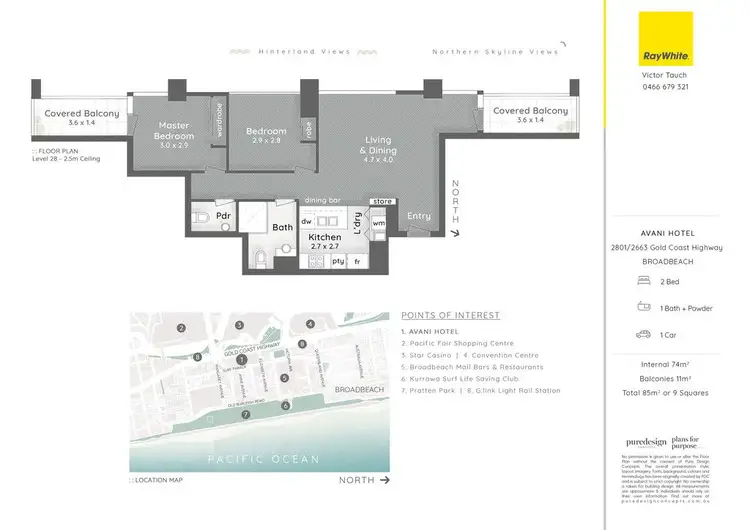 Floorplan of Homely apartment listing, 2801/2663 Gold Coast Highway, Broadbeach QLD 4218