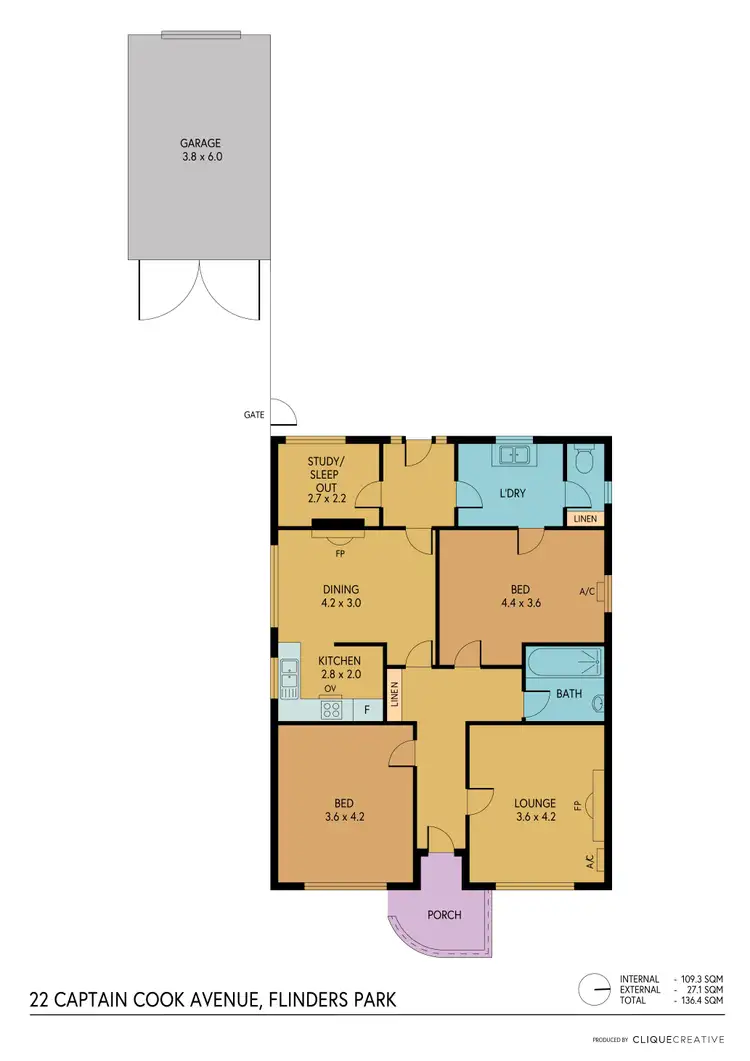 Floorplan of Homely house listing, 22 Captain Cook Avenue, Flinders Park SA 5025