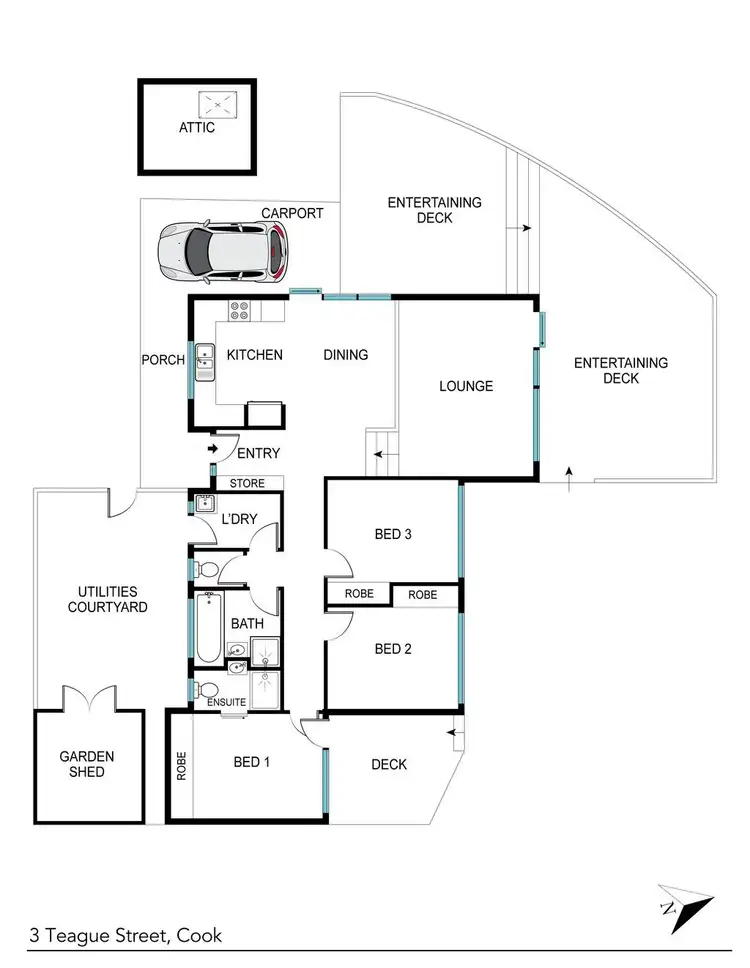 Floorplan of Homely townhouse listing, 3/5 Teague Street, Cook ACT 2614