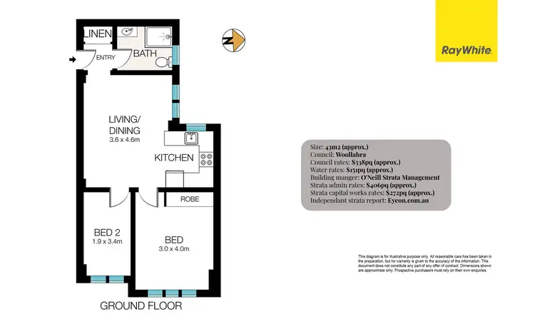 Floorplan of Homely apartment listing, 1/8 Vialoux Avenue, Paddington NSW 2021