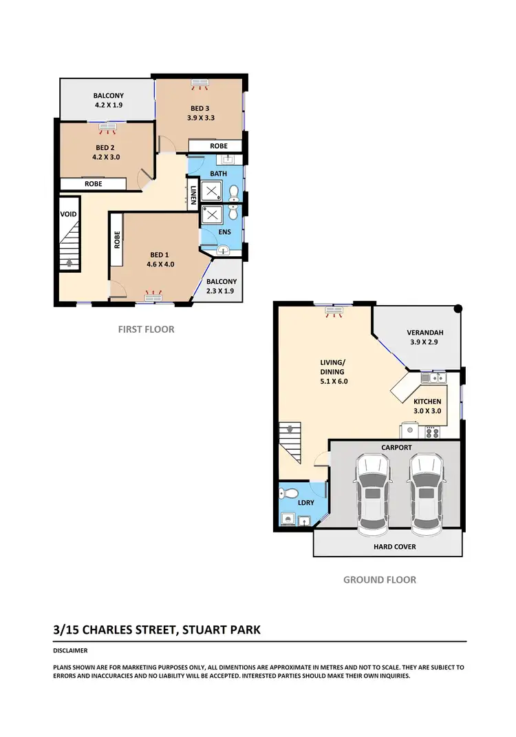 Floorplan of Homely townhouse listing, 3/15 Charles Street, Stuart Park NT 820