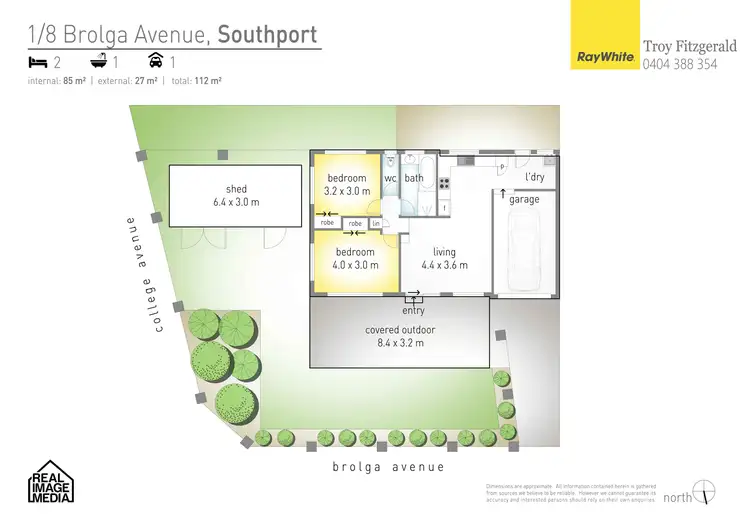 Floorplan of Homely semi-detached listing, 1 & 2/8 Brolga Avenue, Southport QLD 4215