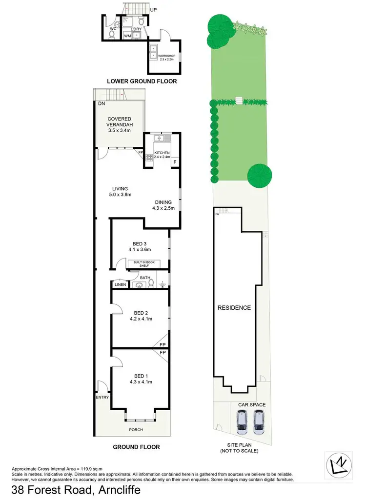 Floorplan of Homely semi-detached listing, 38 Forest Road, Arncliffe NSW 2205