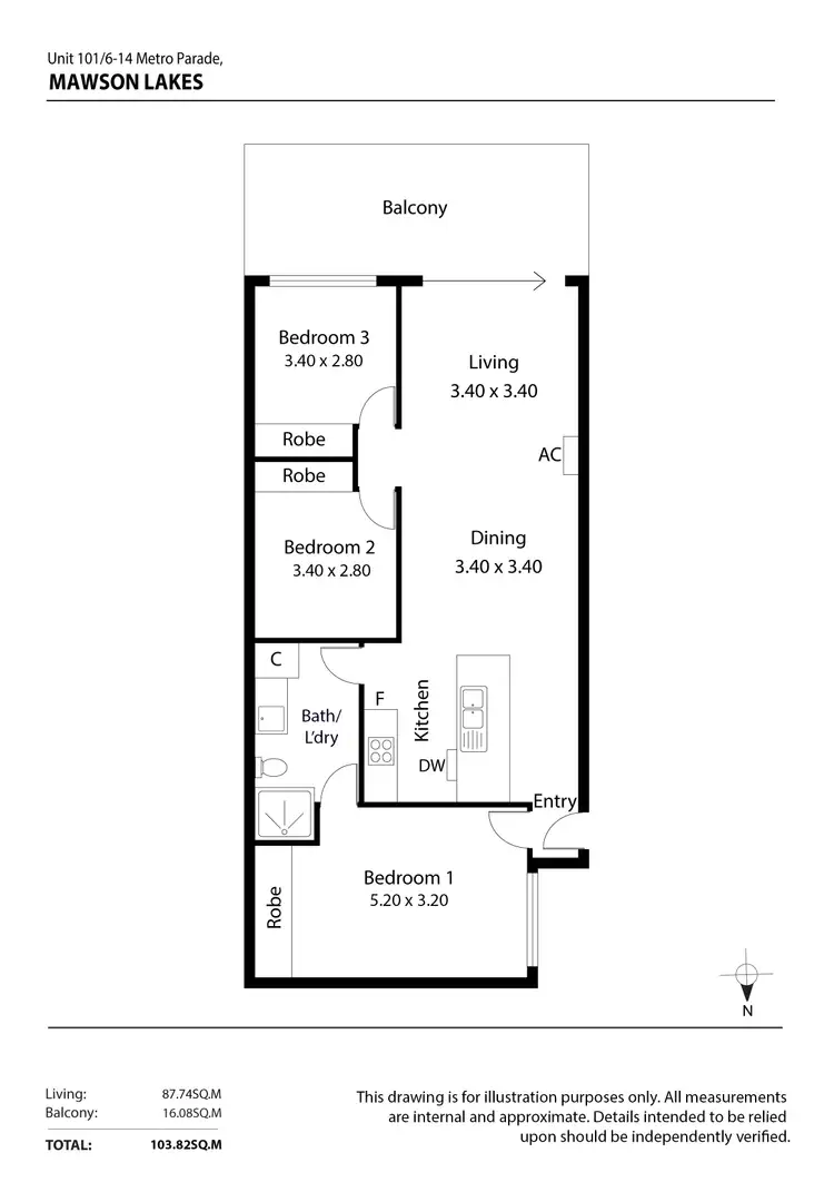 Floorplan of Homely apartment listing, 101, 6-14 Metro Parade, Mawson Lakes SA 5095