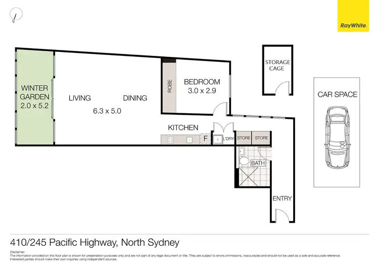 Floorplan of Homely unit listing, 410/245 Pacific Highway (rear of block), North Sydney NSW 2060