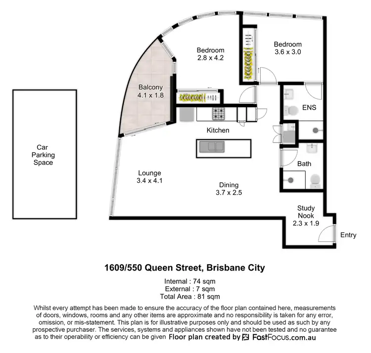 Floorplan of Homely apartment listing, 1609/550 Queen Street, Brisbane City QLD 4000