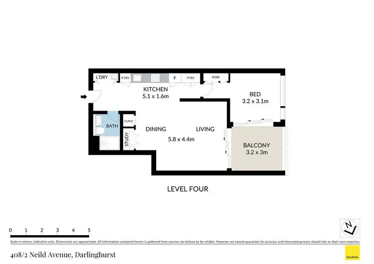 Floorplan of Homely apartment listing, 408/2 Neild Avenue, Darlinghurst NSW 2010