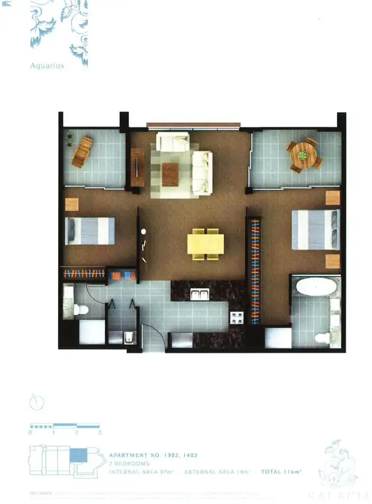 Floorplan of Homely apartment listing, 1302/1 Sunset Avenue, Paradise Point QLD 4216
