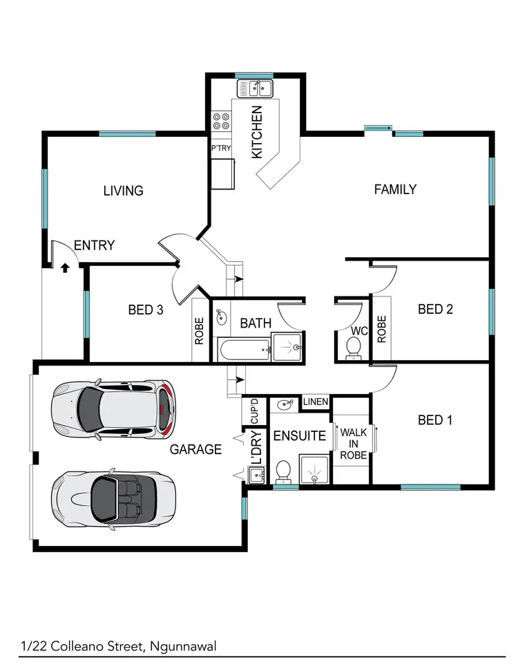 Floorplan of Homely townhouse listing, 1/22 Colleano Street, Ngunnawal ACT 2913