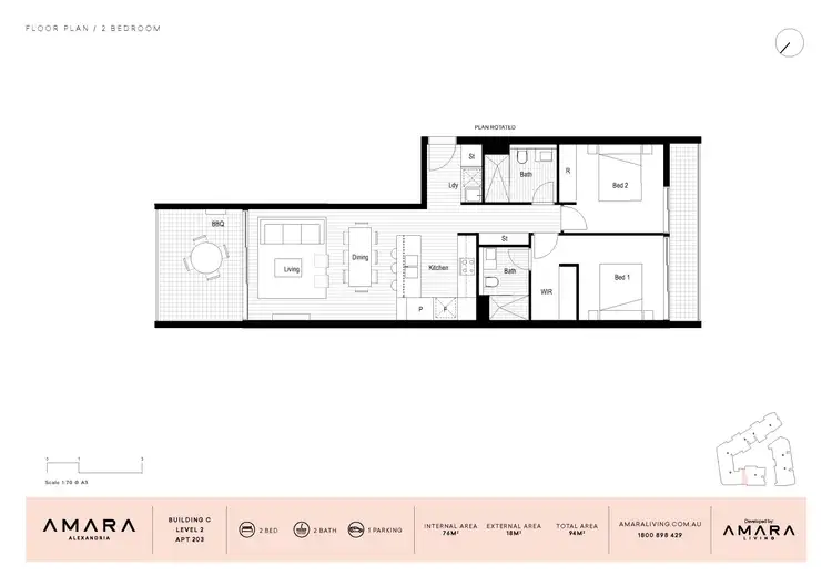 Floorplan of Homely apartment listing, 217C/39 Ralph Street, Alexandria NSW 2015