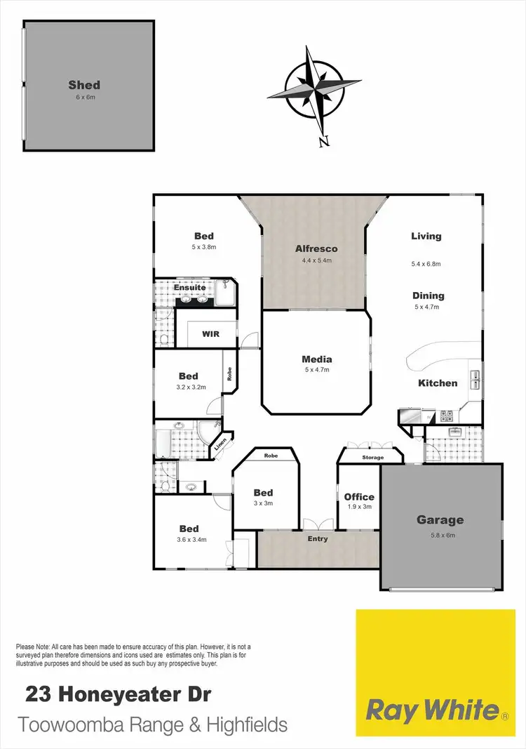 Floorplan of Homely house listing, 23 Honeyeater Drive, Highfields QLD 4352