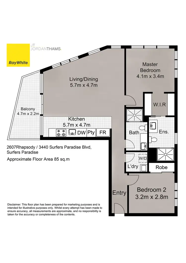 Floorplan of Homely apartment listing, 2607/3440 Surfers Paradise Boulevard, Surfers Paradise QLD 4217