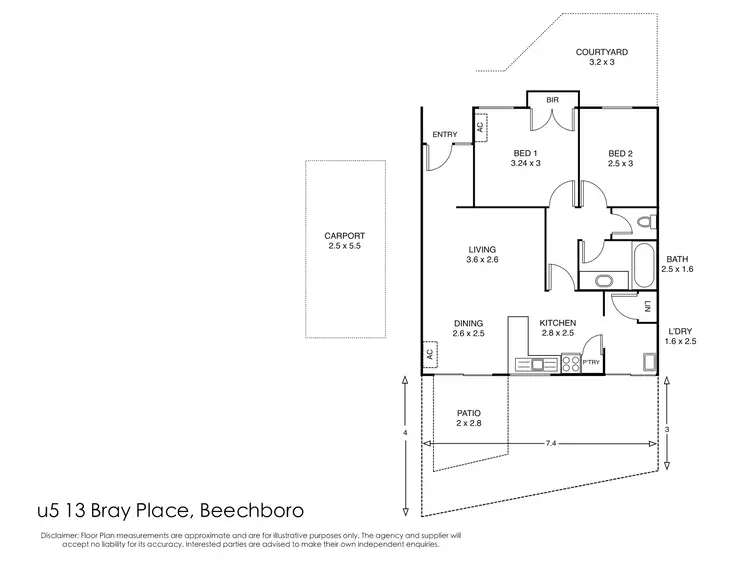 Floorplan of Homely villa listing, 5/13 Bray Place, Beechboro WA 6063