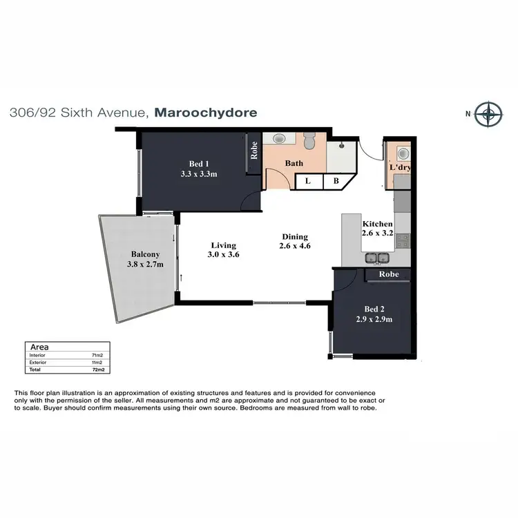 Floorplan of Homely unit listing, 306/92 Sixth Avenue, Maroochydore QLD 4558