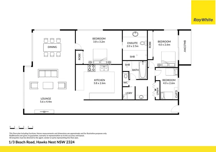 Floorplan of Homely unit listing, 1/3 Beach Road, Hawks Nest NSW 2324