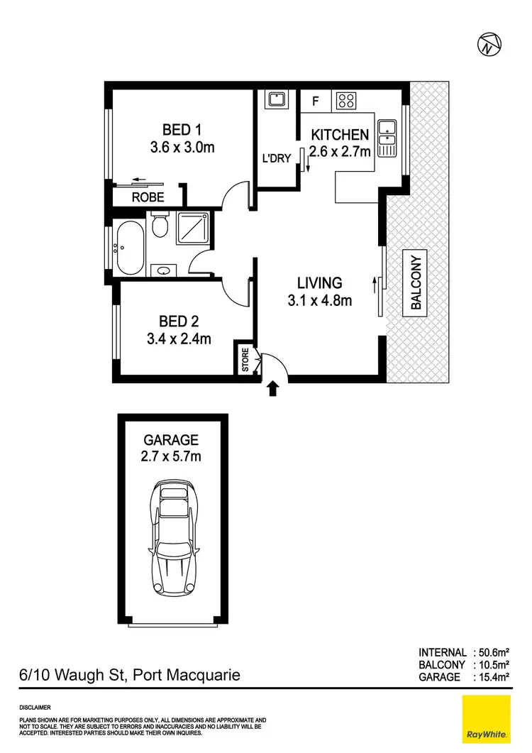 Floorplan of Homely unit listing, 6/10 Waugh Street, Port Macquarie NSW 2444