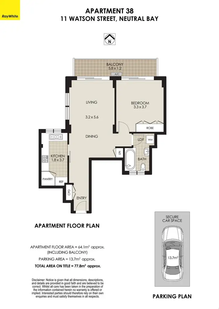 Floorplan of Homely apartment listing, 38/11-17 Watson Street, Neutral Bay NSW 2089