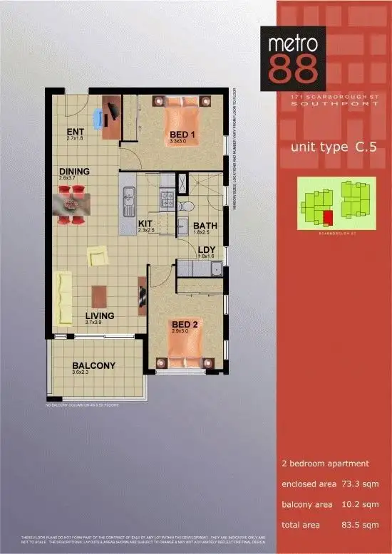 Floorplan of Homely apartment listing, 1/171 Scarborough Street, Southport QLD 4215
