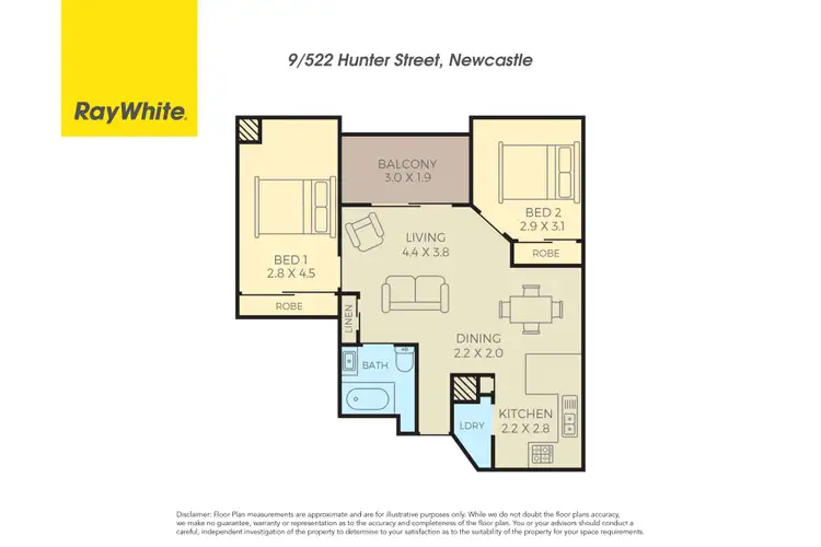 Floorplan of Homely apartment listing, 9/522 Hunter Street, Newcastle NSW 2300