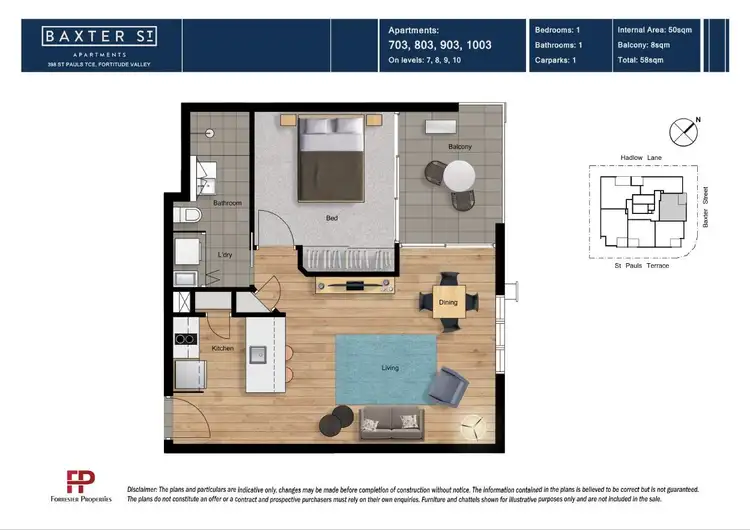 Floorplan of Homely apartment listing, 703/398 St Pauls Terrace, Fortitude Valley QLD 4006