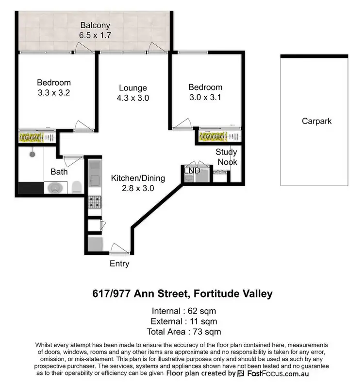Floorplan of Homely apartment listing, 617/977 Ann Street, Fortitude Valley QLD 4006