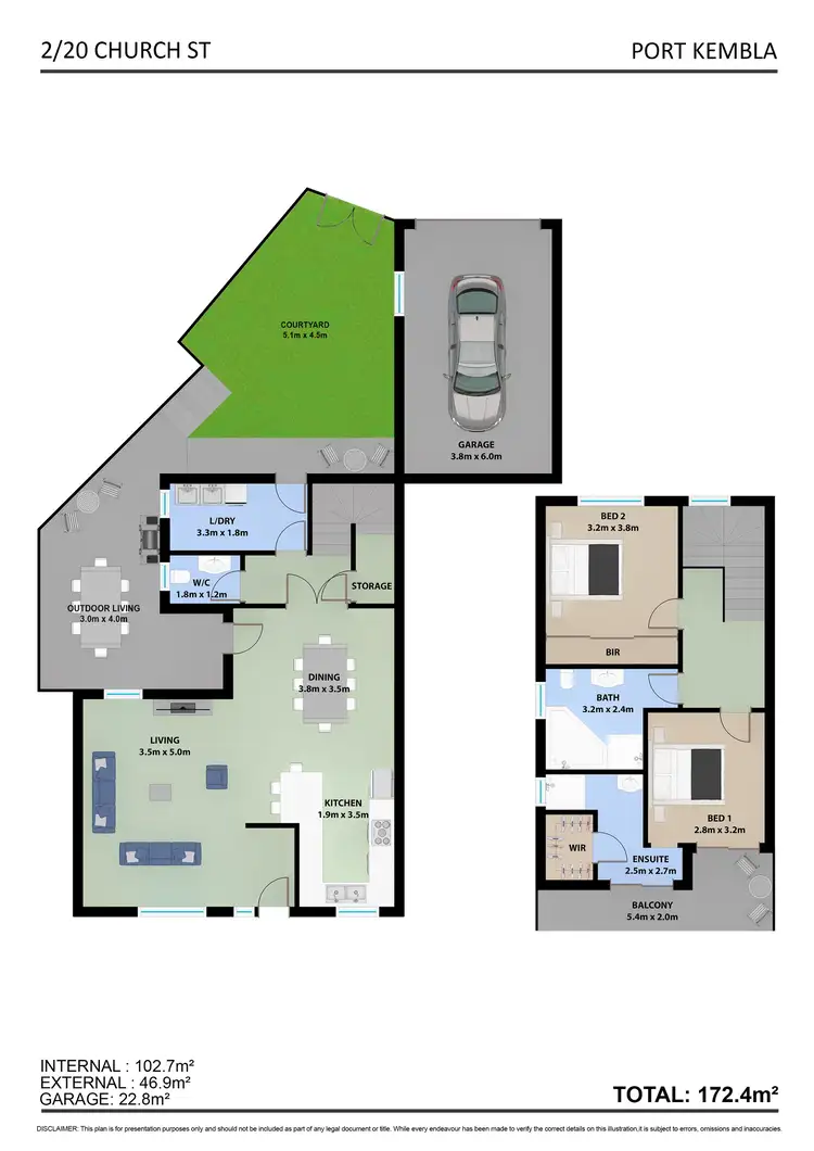Floorplan of Homely townhouse listing, 2/20 Church Street, Port Kembla NSW 2505