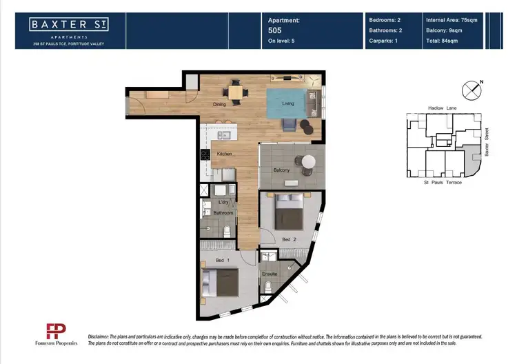 Floorplan of Homely apartment listing, 505/398 St Pauls Terrace, Fortitude Valley QLD 4006