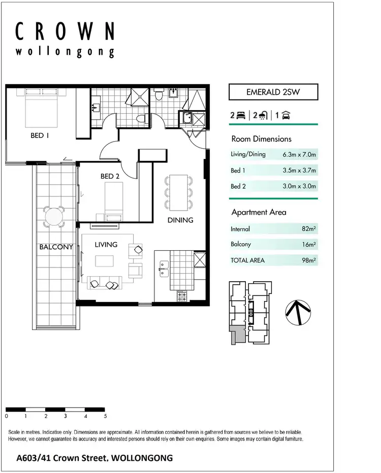 Floorplan of Homely unit listing, A603/41 Crown Street, Wollongong NSW 2500