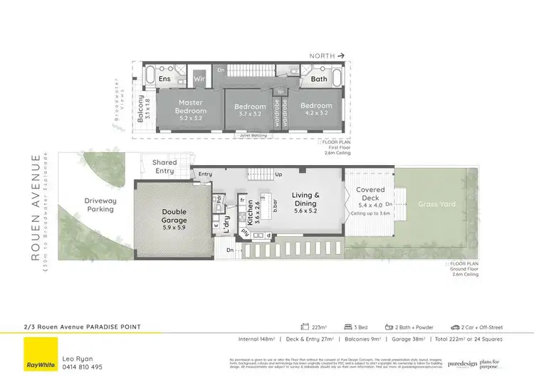 Floorplan of Homely semi-detached listing, 2/3 Rouen Avenue, Paradise Point QLD 4216