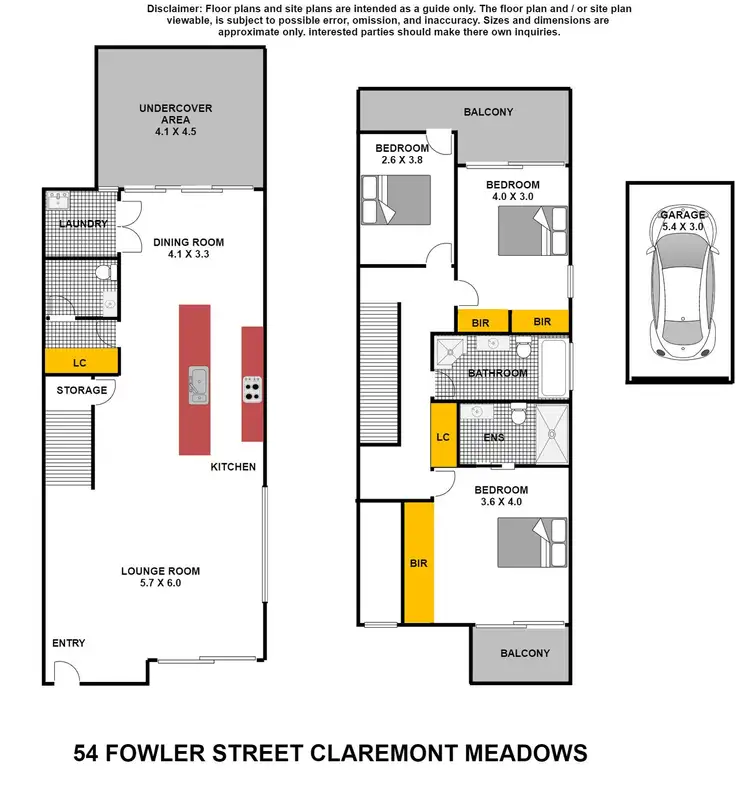 Floorplan of Homely semi-detached listing, 54 Fowler Street, Claremont Meadows NSW 2747