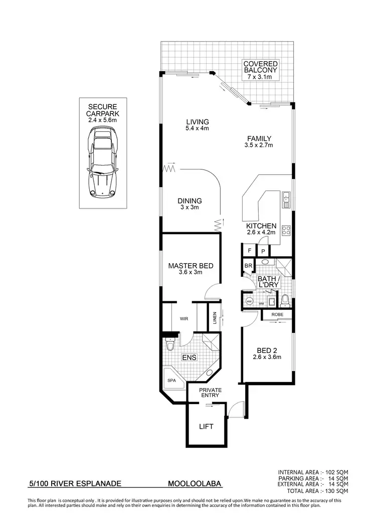 Floorplan of Homely unit listing, 5/100 River Esplanade, Mooloolaba QLD 4557