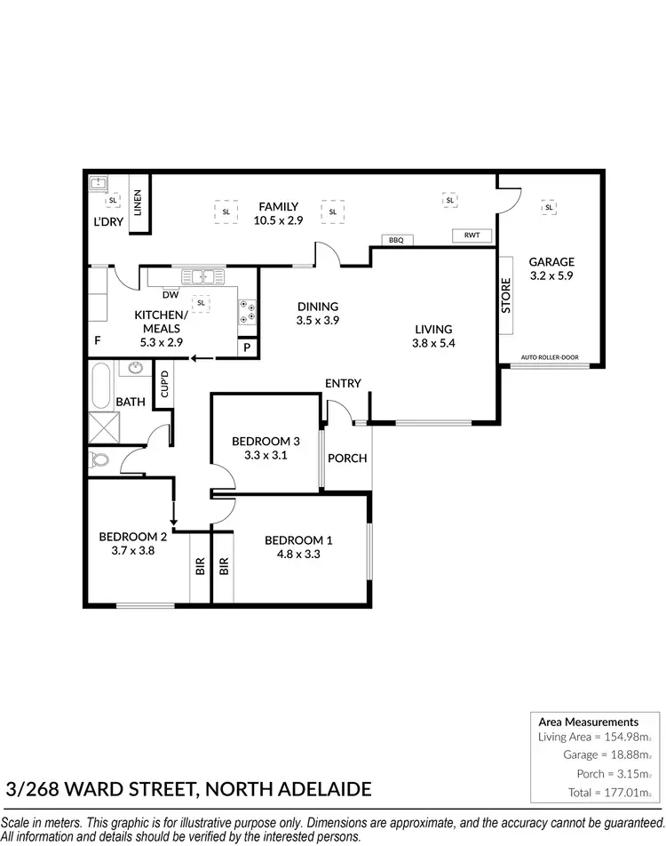 Floorplan of Homely unit listing, 3/268 Ward Street, North Adelaide SA 5006