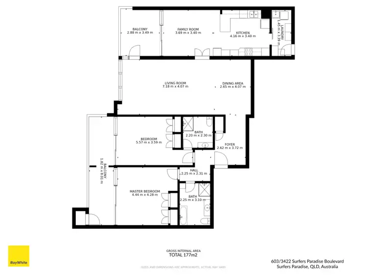 Floorplan of Homely apartment listing, 603/3422 Surfers Paradise Boulevard, Surfers Paradise QLD 4217