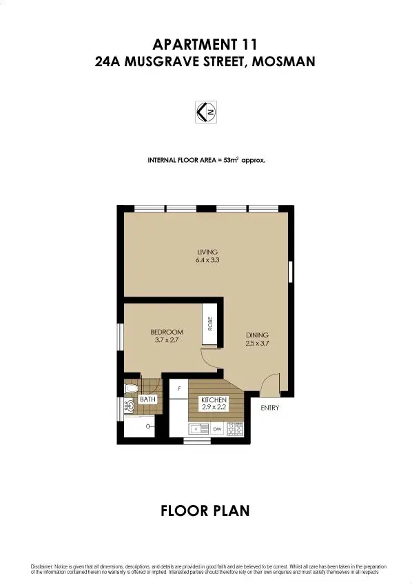 Floorplan of Homely apartment listing, 11/24A Musgrave Street, Mosman NSW 2088
