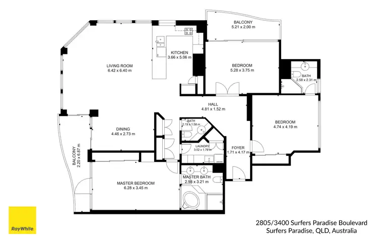 Floorplan of Homely apartment listing, 2805/3400 Surfers Paradise Boulevard, Surfers Paradise QLD 4217