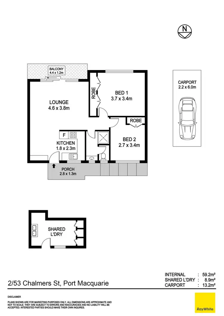 Floorplan of Homely unit listing, 2/53 Chalmers Street, Port Macquarie NSW 2444