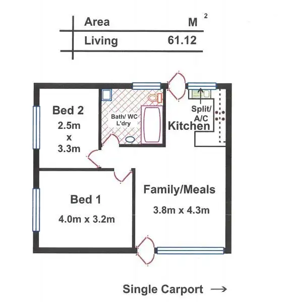 Floorplan of Homely unit listing, 1/32 Railway Terrace, Edwardstown SA 5039