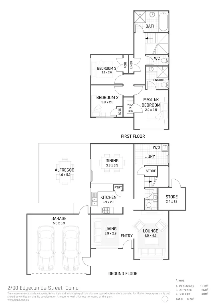 Floorplan of Homely townhouse listing, 2/90 Edgecumbe Street, Como WA 6152