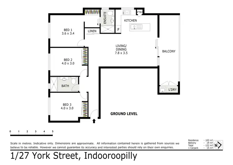 Floorplan of Homely unit listing, 1/27 York Street, Indooroopilly QLD 4068