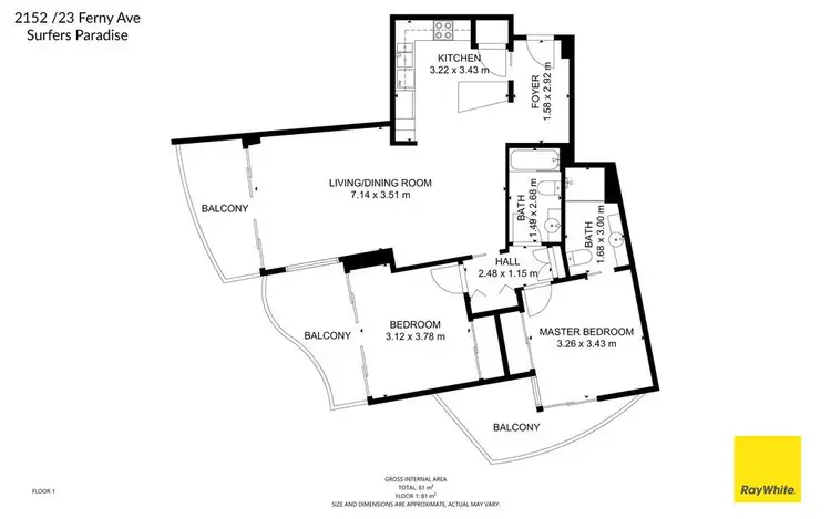 Floorplan of Homely unit listing, 2152/23 Ferny Avenue, Surfers Paradise QLD 4217