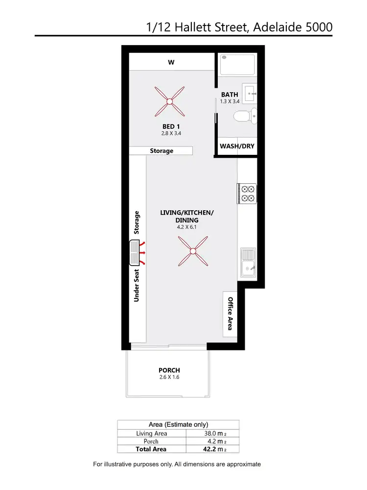 Floorplan of Homely apartment listing, 1/12 Hallett Street, Adelaide SA 5000