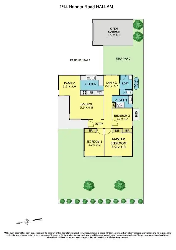 Floorplan of Homely unit listing, 1/14 Harmer Road, Hallam VIC 3803