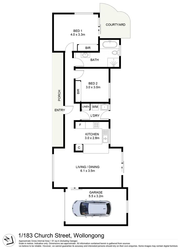 Floorplan of Homely villa listing, 1/183 Church Street, Wollongong NSW 2500