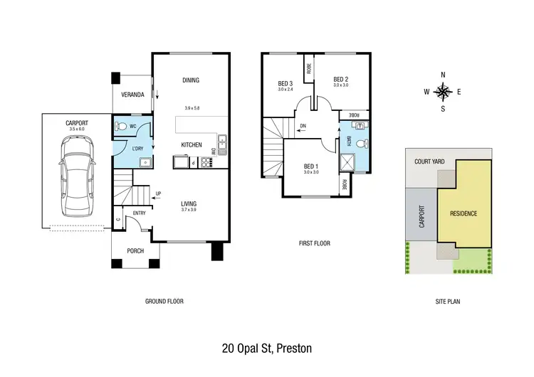 Floorplan of Homely townhouse listing, 20 Opal Street, Preston VIC 3072