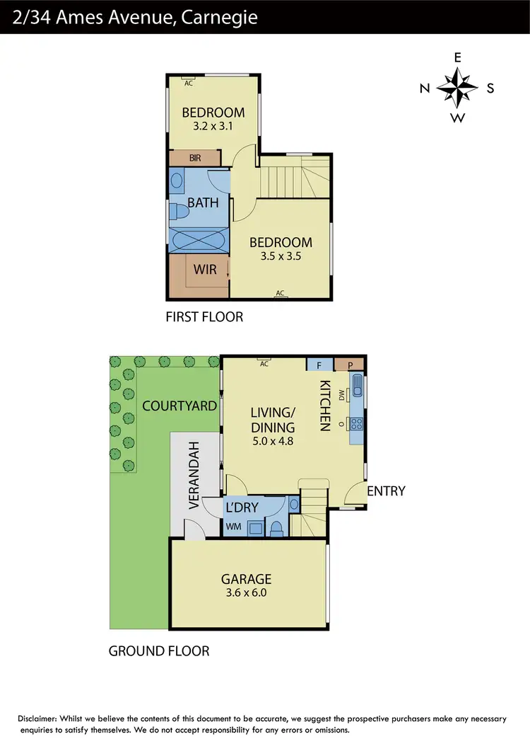 Floorplan of Homely townhouse listing, 2/34 Ames Avenue, Carnegie VIC 3163