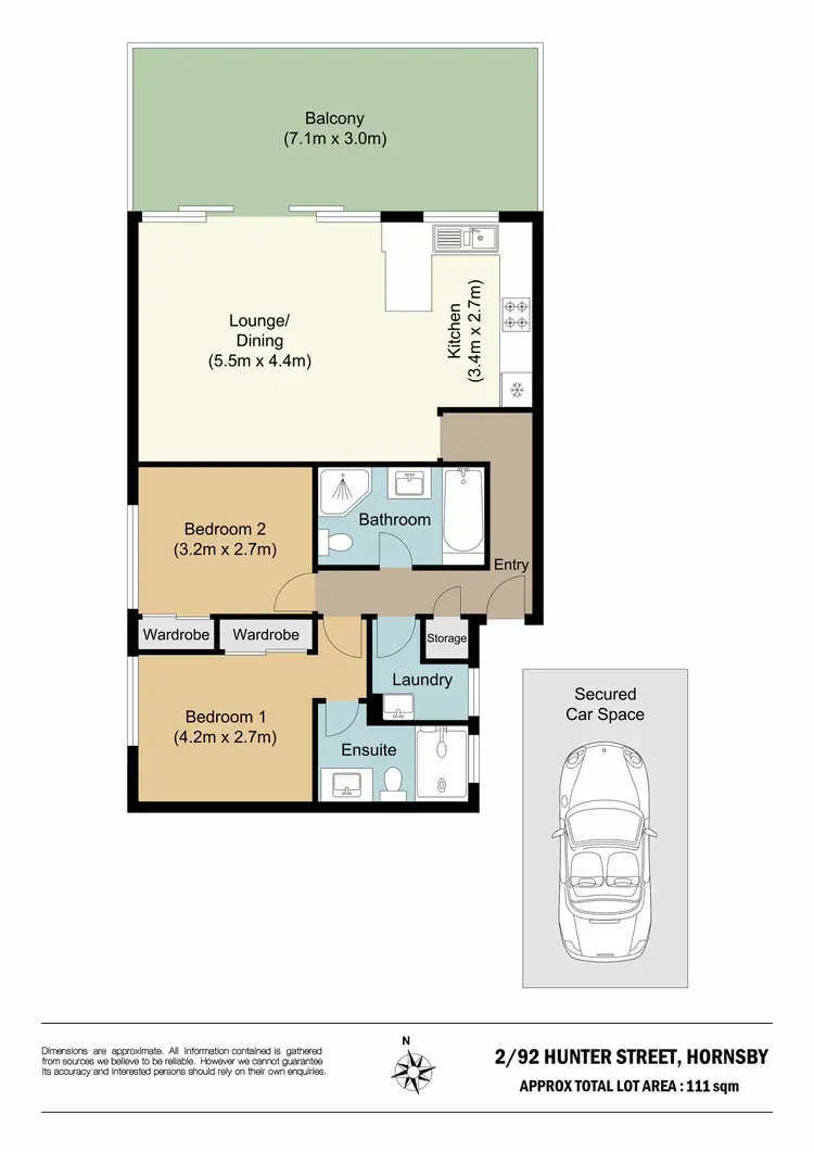 Floorplan of Homely unit listing, 2/92 Hunter Street, Hornsby NSW 2077